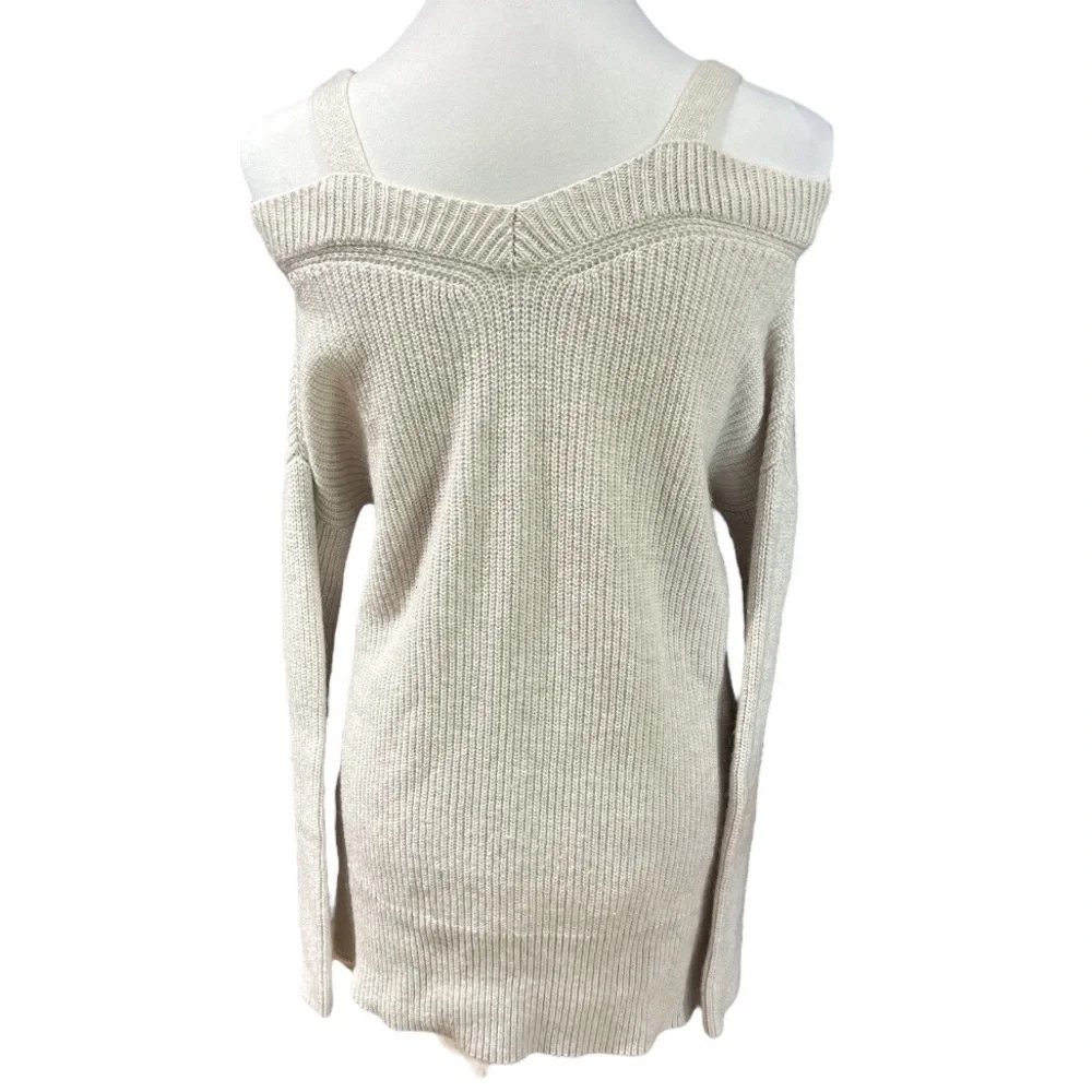 All Saints Dasha V Neck Cold Shoulder Cashmere Wool Blend Sweater Off White XS - Picture 2 of 8